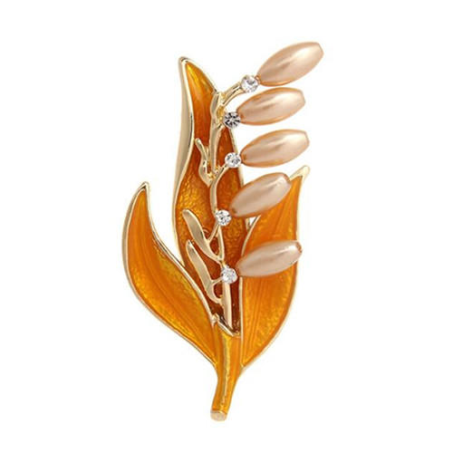 Fashion women colorful resin epoxy jewelry leaf and pearl costume brooches
